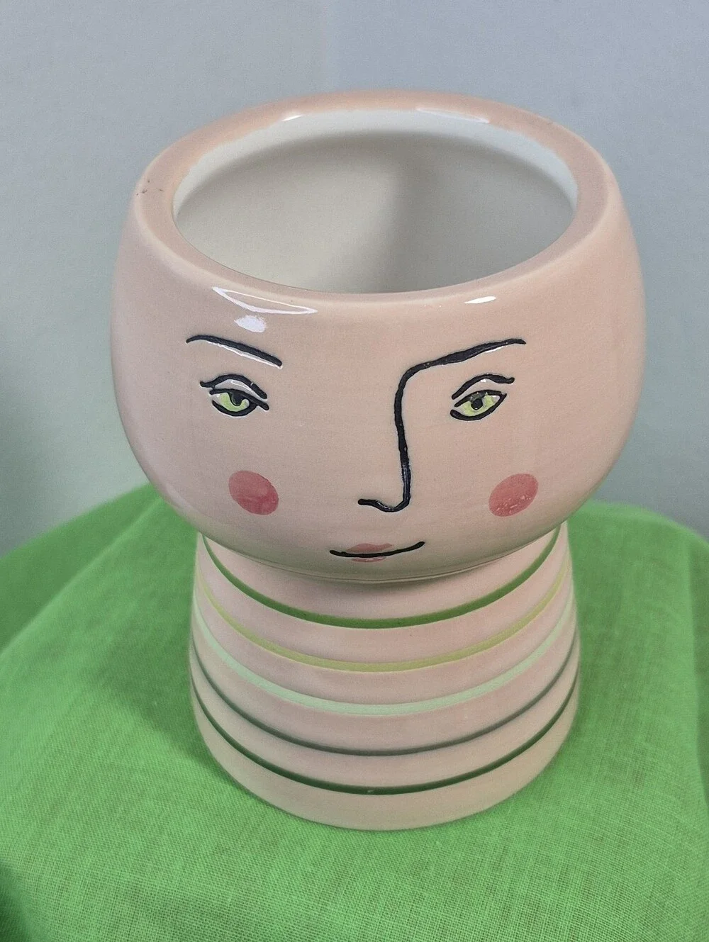 Opalhouse Ceramic Succulent Planter with Drain Plug Rosy Cheeks Face 4.5